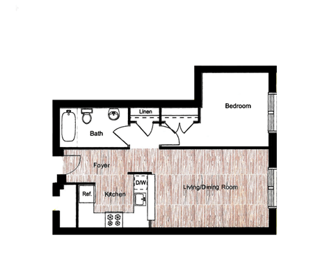 Image of Picasso Floor Plan | One Bedroom Apartment | The Jordan | Arlington Apartments
